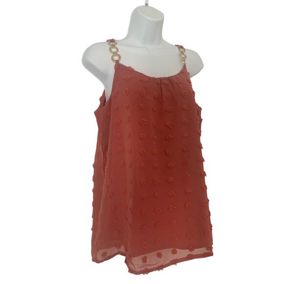 Womens Camisole Chiffon Sleeveless Top With Textured Dots & Chain Straps Small - Picture 3 of 10